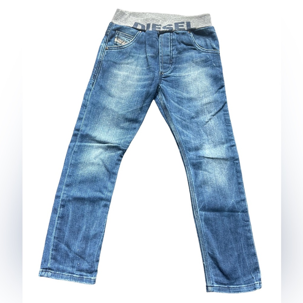 Diesel Jeans Size 6 Blue Kids Jeans with Gray Waistband